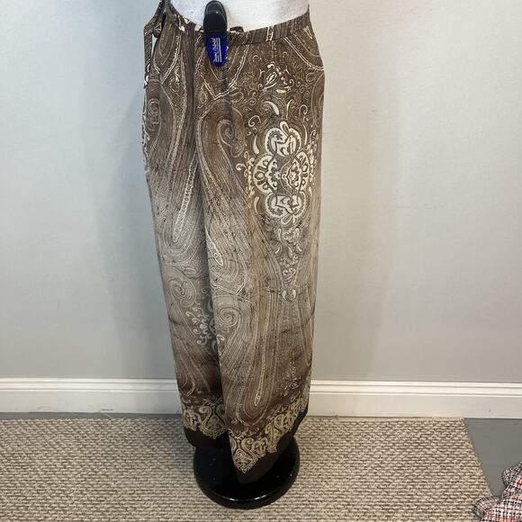 Nygard Collection Skirt size 14 Brown Paisley Sheer Faux Wrap Long Modest Career - Picture 11 of 12